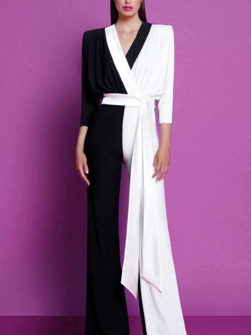 Zhivago Black & White Two-Tone Wrap Romper Jumpsuit